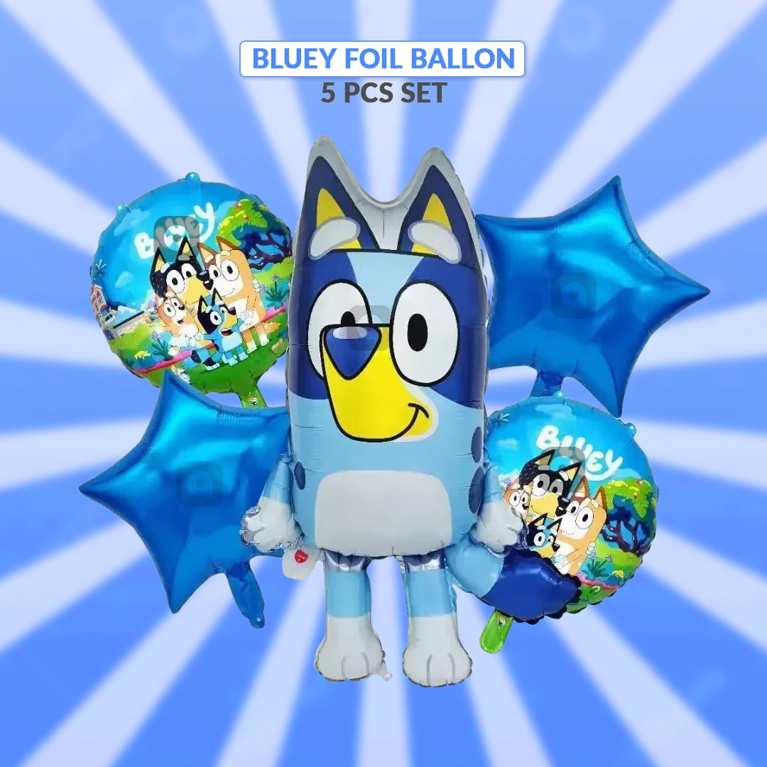 Bluey Foil Balloon Set (5 Pcs) by Ali Akbar Decoration – Kids Party Balloons