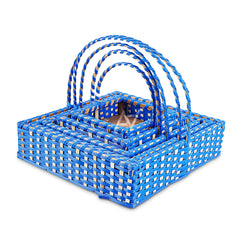 Set of 5 - Blue Square Cane Baskets for Gifting or Wedding decoration