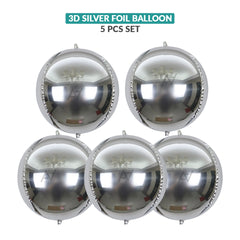 3D Silver ObsZ Foil Balloon Set (5 Pcs) by Ali Akbar Decoration – Party Balloons