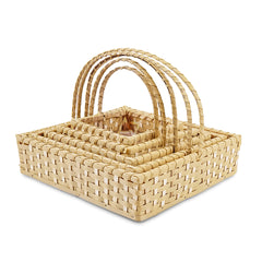 Set of 5 - Beige Square Cane Baskets for Gifting or Wedding decoration
