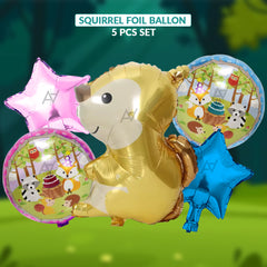 Squirrel Foil Balloon Set (5 Pcs) by Ali Akbar Decoration – Woodland Party Balloons