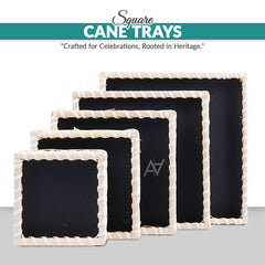 Off White Square Cane Basket for Home or Gifting