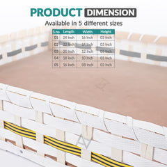 Set of 5 - White Rectangle Cane Baskets for Gifting or Wedding decoration