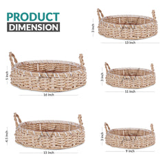 5 Pcs Set - Round Jute Basket