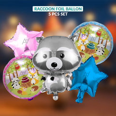 Raccoon Foil Balloon Set (5 Pcs) by Ali Akbar Decoration – Animal Party Balloons