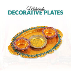 Rectangle Mehndi Decorated Plates