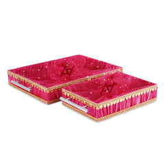 Set of 2 – Hot Pink Satin Wedding Trays for Gifting & Decor