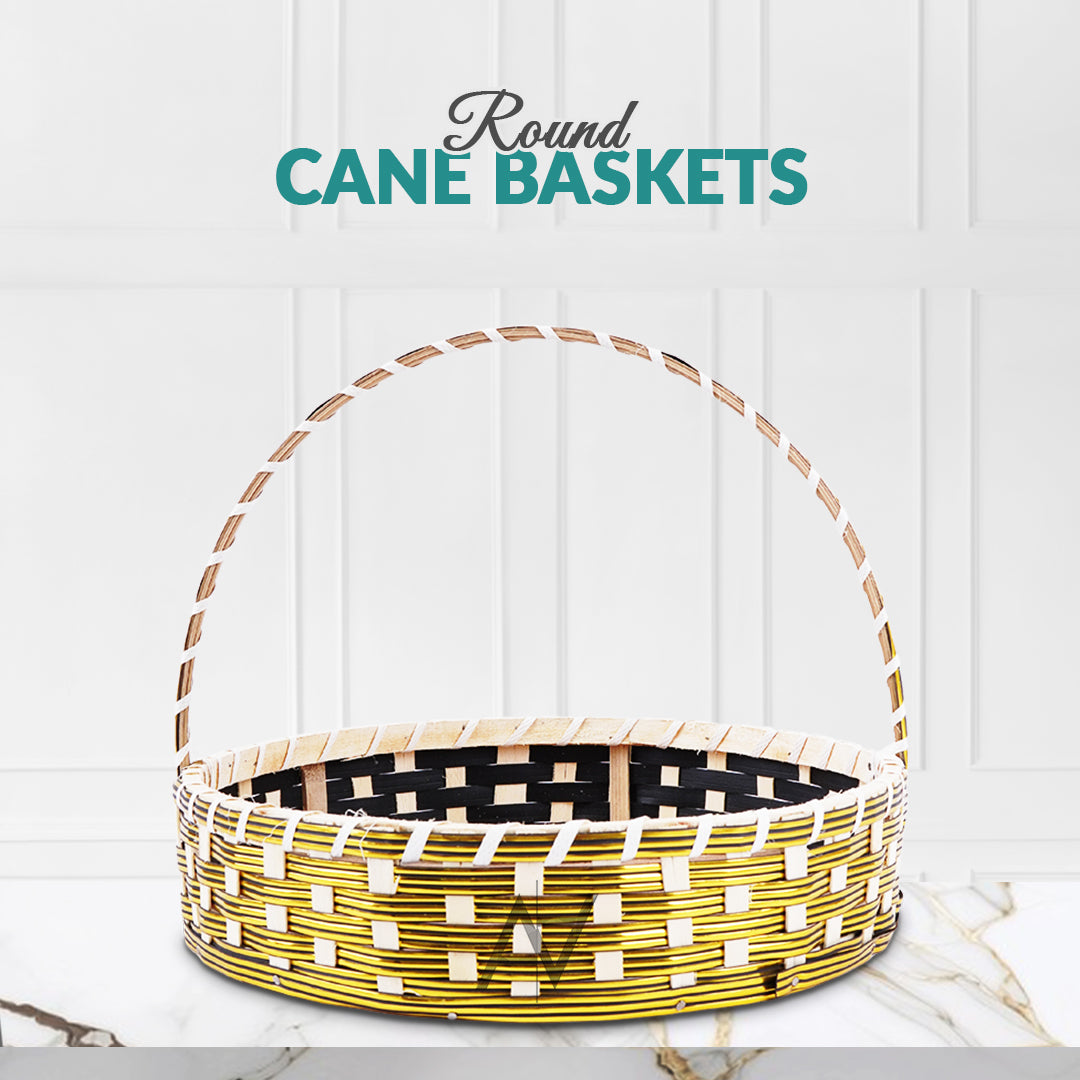 Set of 5 - Round Golden Cane Basket for Gifting, wedding decoration