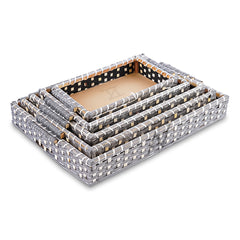 Set of 5 -  Silver Rectangle Cane Baskets for Gifting or Wedding decoration