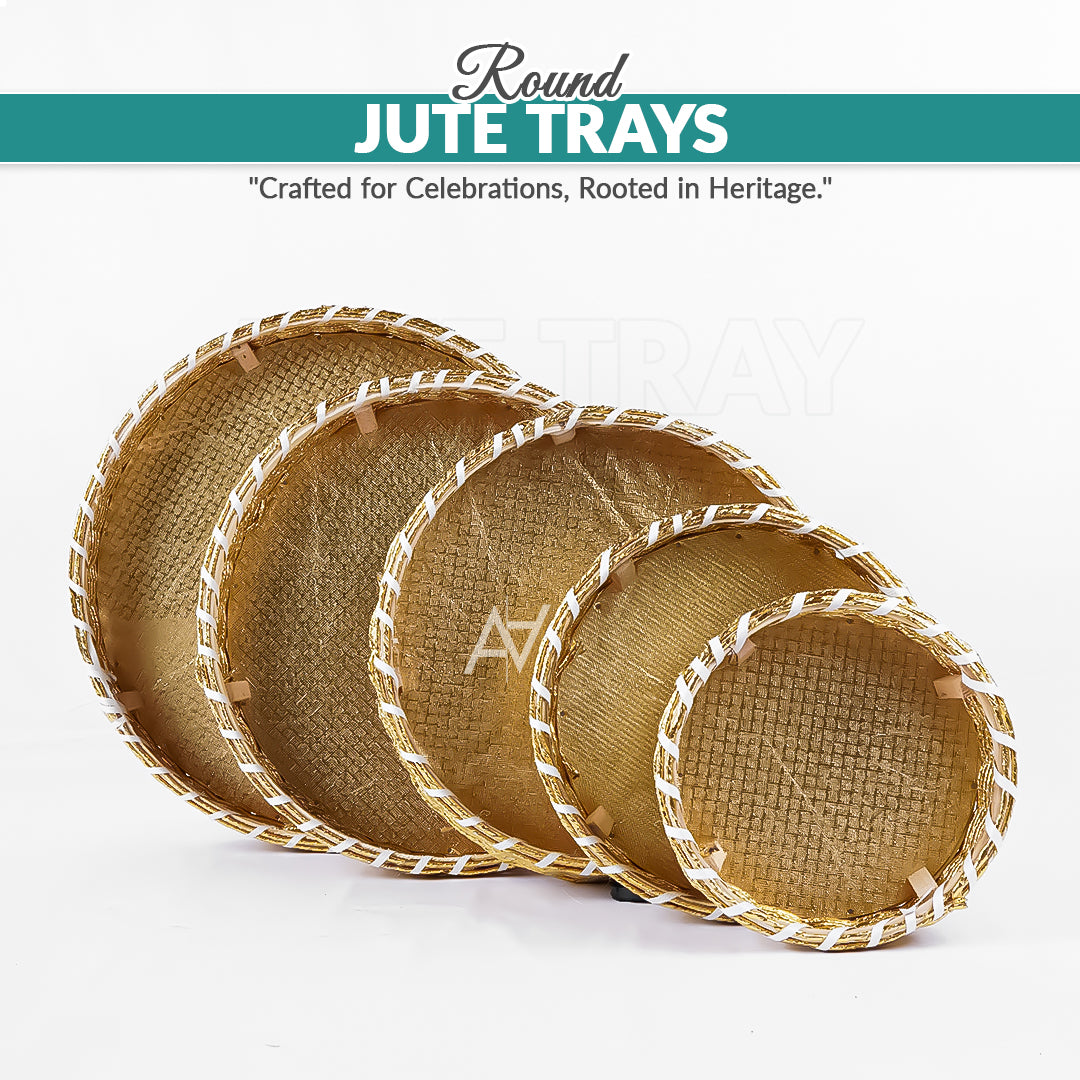 Round Jute Serving & Storage Tray for Home Decor