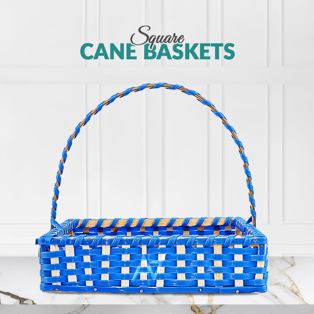 Set of 5 - Blue Square Cane Baskets for Gifting or Wedding decoration