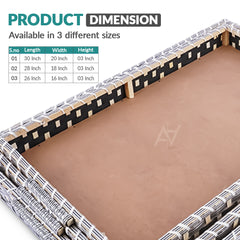 Set of 3 - Silver Rectangle Wedding Cane Trays - Perfect for Gifting & Wedding decor