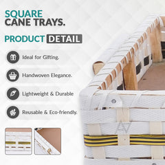 Set of 5 - White Rectangle Cane Baskets for Gifting or Wedding decoration
