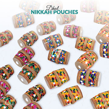Multi Color Dhol Shape Nikkah Pouches