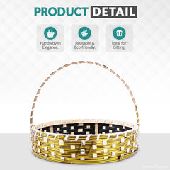 Set of 5 - Round Golden Cane Basket for Gifting, wedding decoration