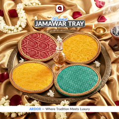 Round Jamawar Tray for Wedding & Festive Gifts – Ardor Pakistan