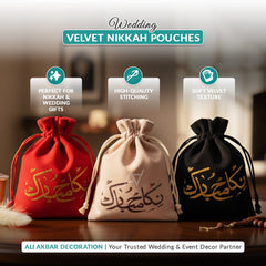 Pack of 50 – Velvet Nikkah Pouches for Wedding & Nikkaah Gift Favors