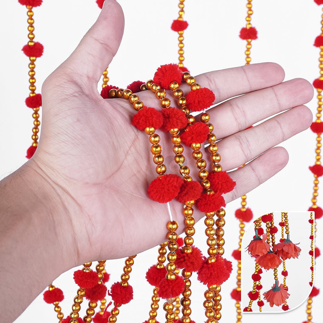 12 pcs - Small Pom Pom Garland – Colorful Decorative Garland for Parties & Events - aliakbardecoration