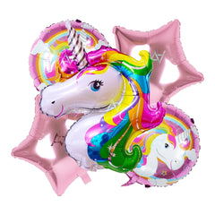 Pack of 10 - Unicorn Foil Balloons - 5 pcs foil balloon Set - Ali Akbar decoration