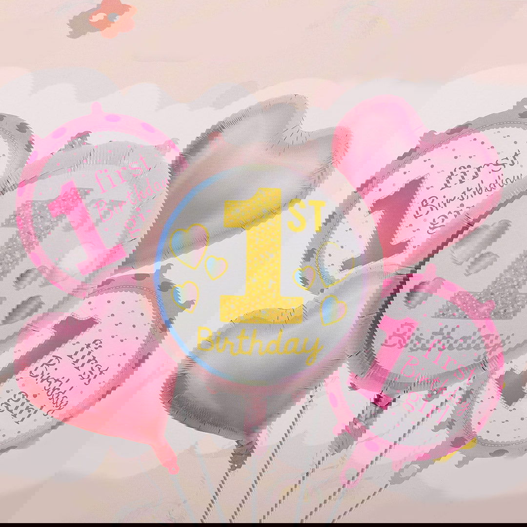 1st Birthday Foil balloons 5 Pcs Set