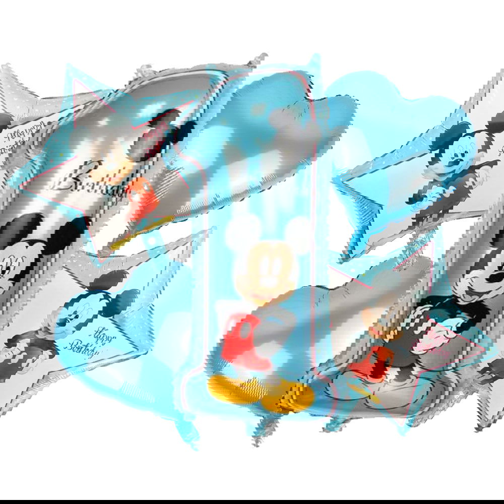 1st Birthday Mickey Mouse 5 Pcs Foil Balloons