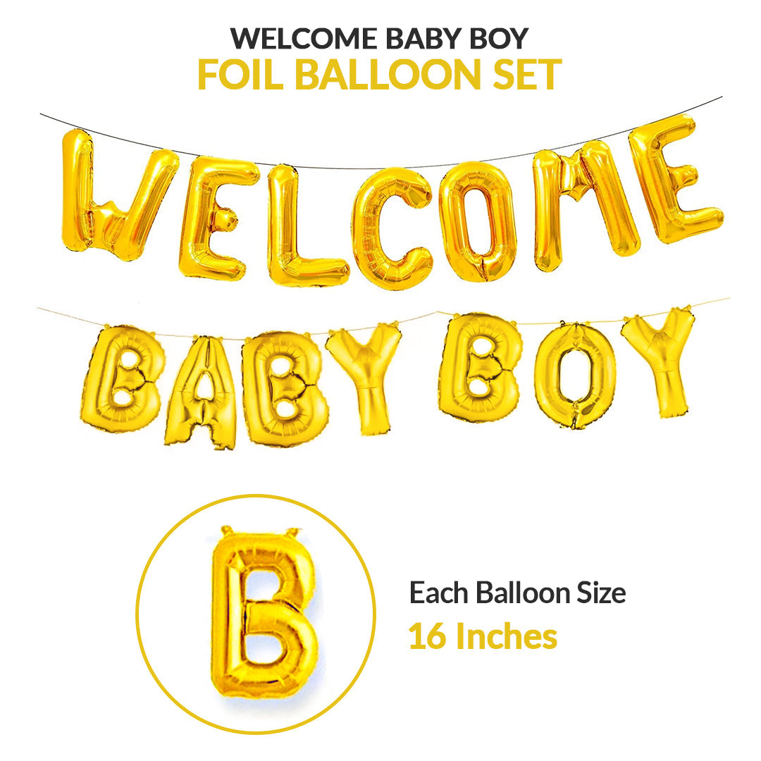 Welcome Baby Boy Foil Balloons Set