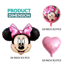 Pack of 10 - Minnie Mouse Foil Balloon - 5 pcs Set  - Ali Akbar decoration