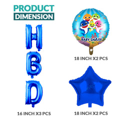 Pack of 10 - Baby Shark Foil Balloons - 5 pcs Set - Ali Akbar decoration