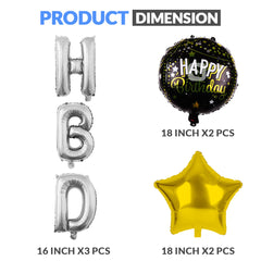 Pack of 10 - HBD Foil Balloons - 5 pcs Set -  Ali Akbar decoration