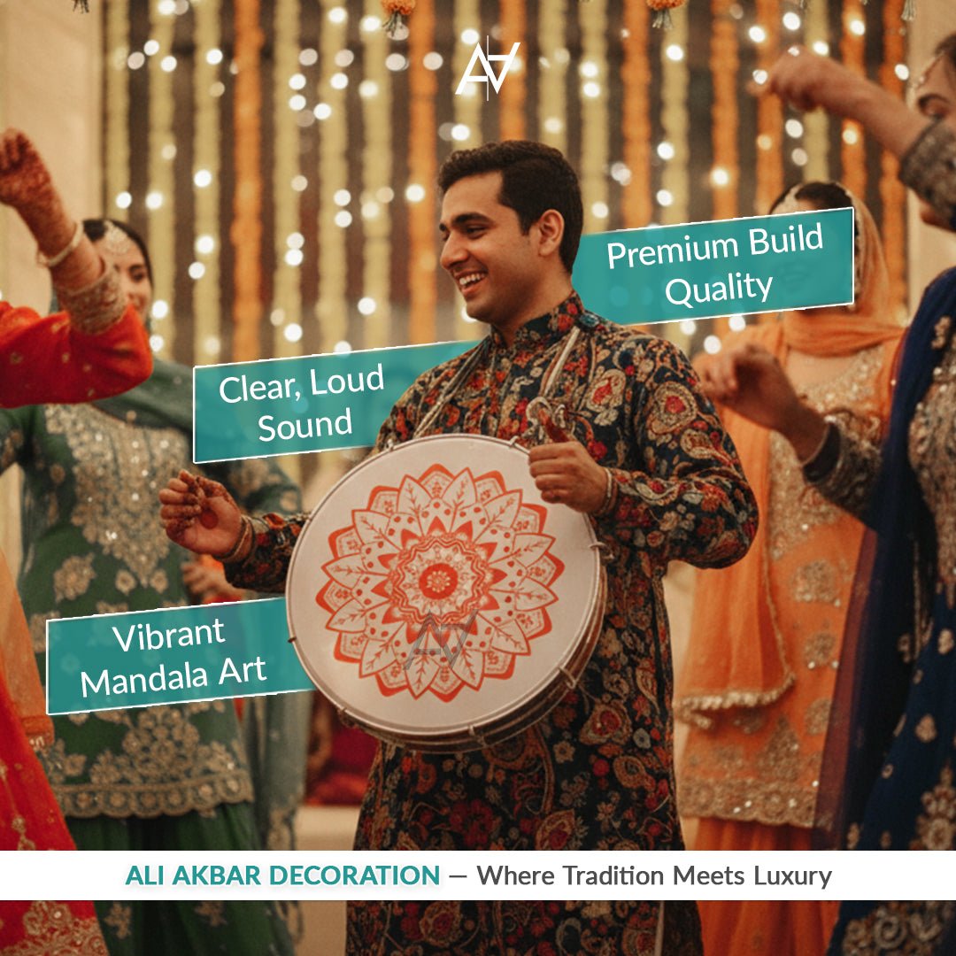 3 Pcs Duffli Set – Traditional Dholki for Mehndi & Wedding Events | Available in 3 Sizes - aliakbardecoration