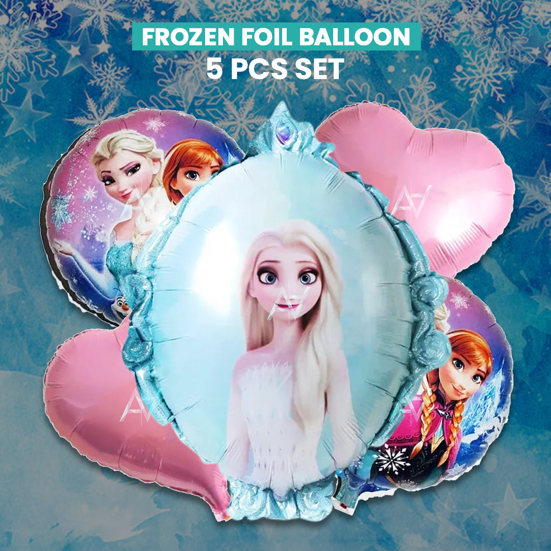 Pack of 10 - Frozen Anna & Elsa Foil Balloons Theme - 5 pcs set -  Ali Akbar decoration