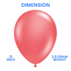 Pack of 100 - 12 Inches Coral Red color latex balloon