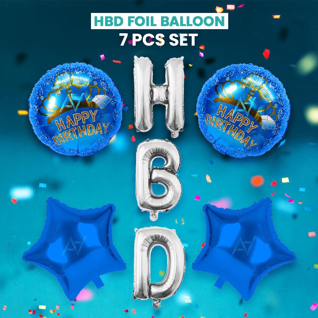 Pack of 10 - HBD Foil Balloons Set - 5 pcs Set - Ali Akbar decoration
