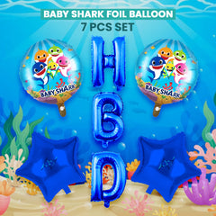 Pack of 10 - Baby Shark Foil Balloons - 5 pcs Set - Ali Akbar decoration