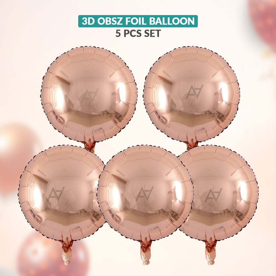 3D ObsZ Foil Balloon Set (5 Pcs) – Party Decor Balloons - aliakbardecoration