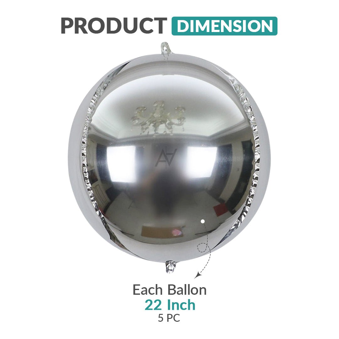 3D Silver ObsZ Foil Balloon Set (5 Pcs) by Ali Akbar Decoration – Party Balloons - aliakbardecoration