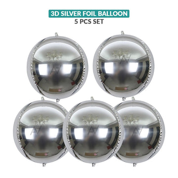 3D Silver ObsZ Foil Balloon Set (5 Pcs) by Ali Akbar Decoration – Party Balloons - aliakbardecoration