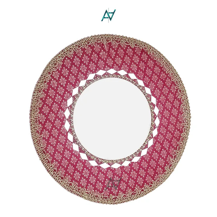 Fancy Round Shaped Jamawar Fabric Decorated Tray For Maiyun, Mehndi, Shadi, Nikkah, Dholki, Decoration