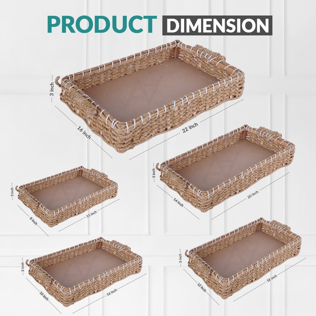 5 Pcs Set - Rectangle Jute Baskets - aliakbardecoration