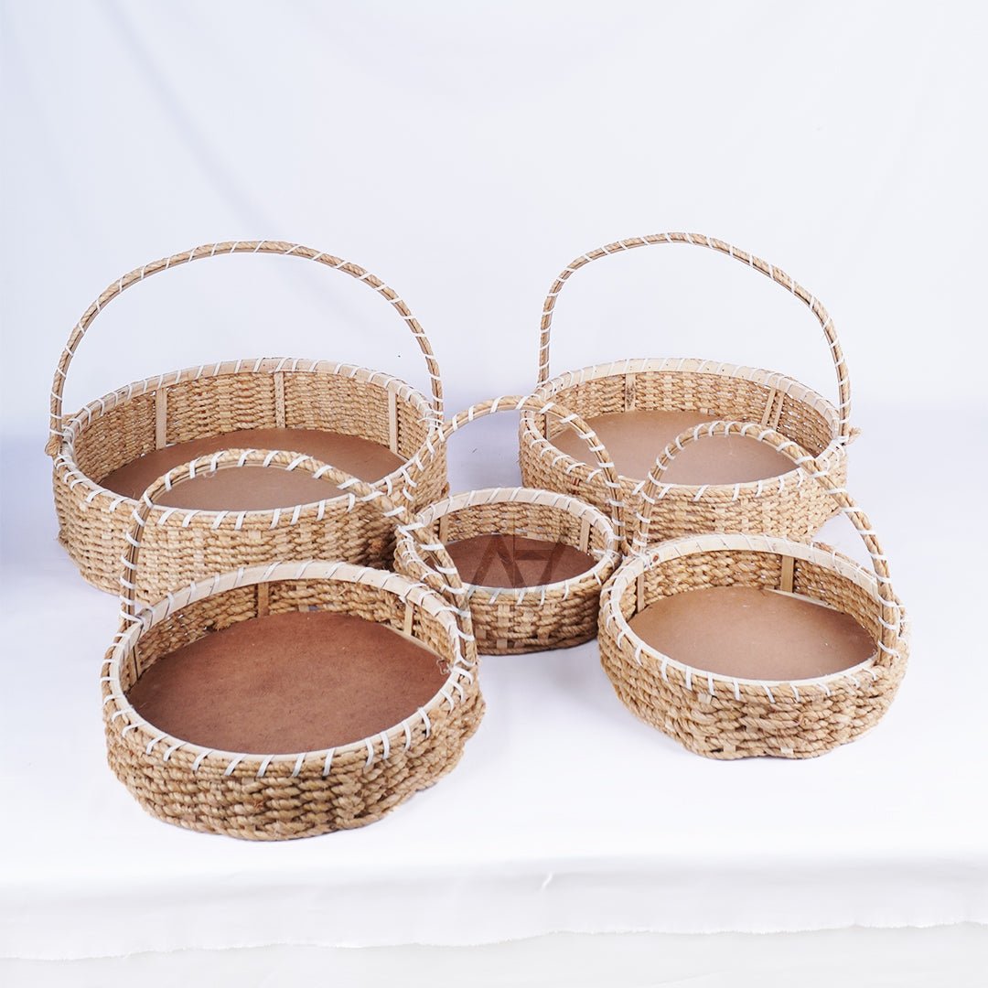 5 pcs Set - Round Jute Basket - aliakbardecoration