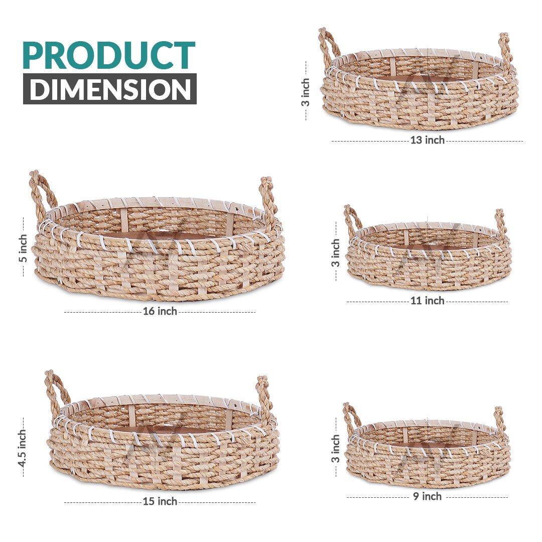 5 Pcs Set - Round Jute Basket - aliakbardecoration