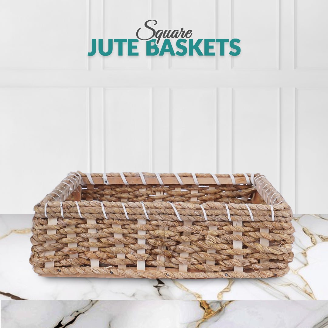 5 Pcs Set - Square Jute Basket - aliakbardecoration