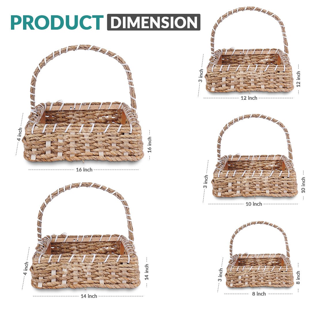5 Pcs Set - Square Jute Basket - aliakbardecoration