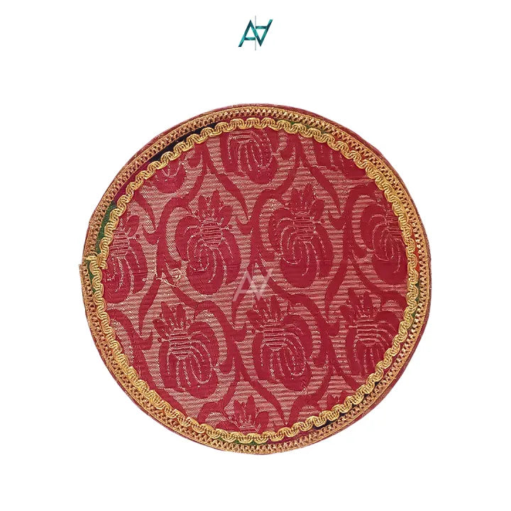 Round Jamawar Tray for Wedding & Festive Gifts