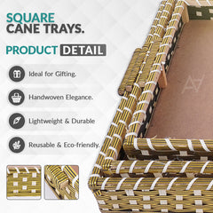 Set of 3 - Golden Rectangle Wedding Cane Trays - Perfect for Gifting & Wedding decor