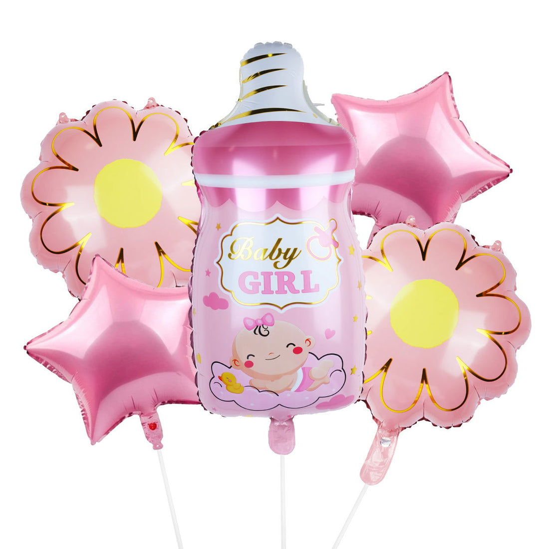 Baby Girl 5 Pcs Foil Balloons Set - ardor