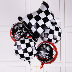 Checker Flag Foil Balloon 5 Pcs Set