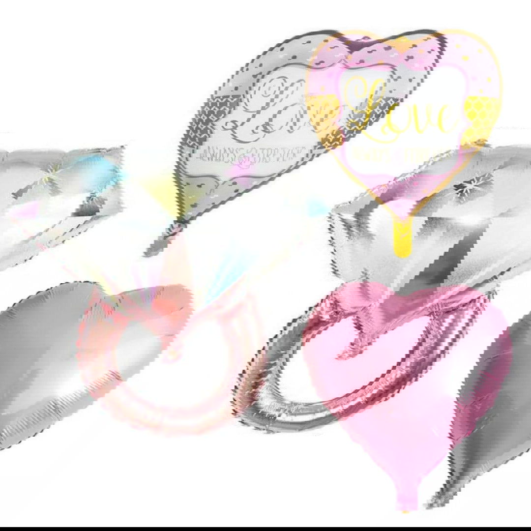 Diamond Ring Foil Balloons 5 Pcs Set