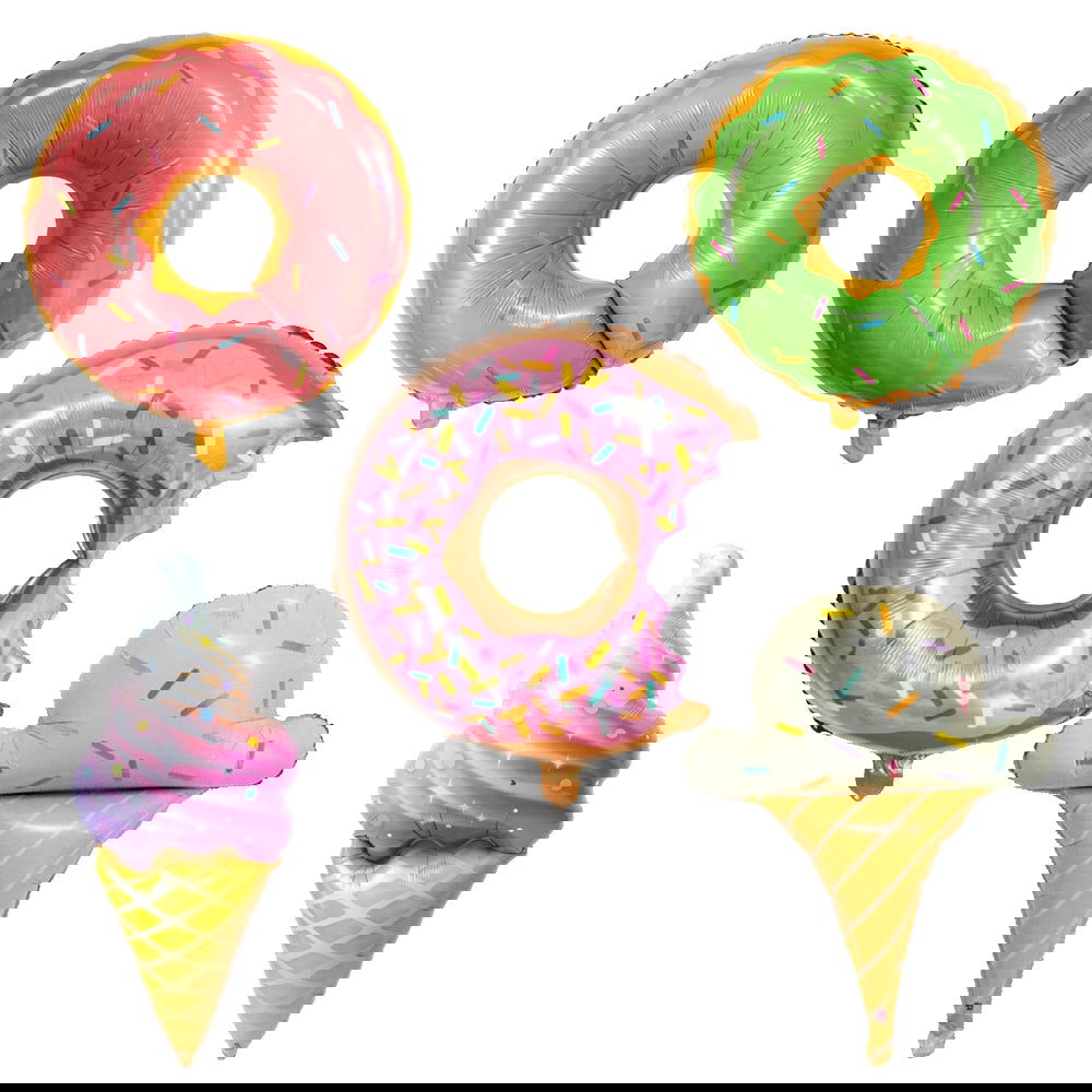 Donuts & Ice creams 5 Pcs Foil Balloons Set