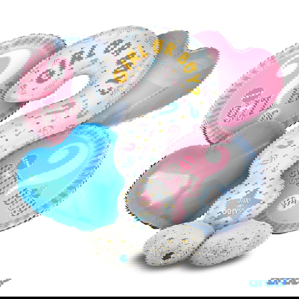 Gender Reveal Foil Balloon 5 Pcs Set